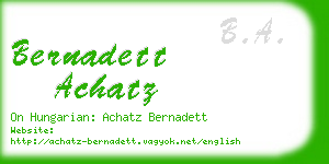 bernadett achatz business card